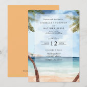 Waterverf Cozumel Tropical Beach Wedding Kaart (Voorkant / Achterkant)