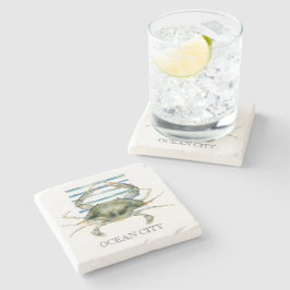 Waterverf CRAB Art Beach Coastal OCEAN Stenen Onderzetter