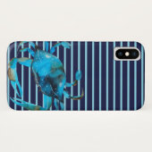 Waterverf Crab Nautical Stripe Summer Case-Mate iPhone Case (Achterkant (horizontaal))