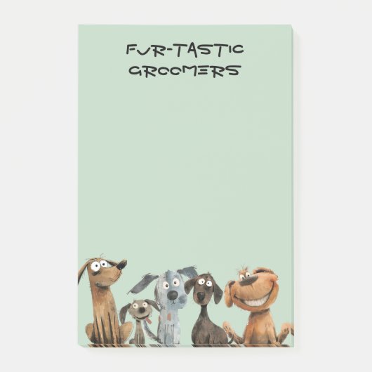 Waterverf Crazy Dog Groomers Boutique Blue Post-it® Notes (Voorkant)