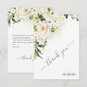 Waterverf Cream Rozen Hydrangea Hartelijk dank Bedankkaart (Voorkant / Achterkant)
