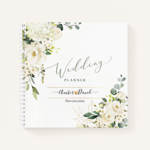 WATERVERF CREAMY ALABASTER ROZEN WEDDING PLANNER NOTITIEBOEK
