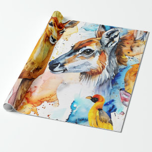 Waterverf Creatures Collage Cadeaupapier