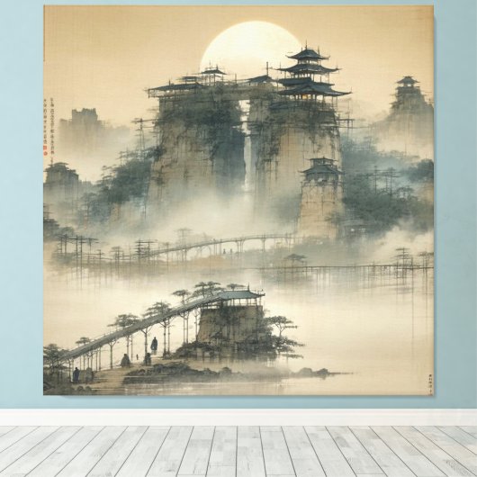 Waterverf Creëer Uw eigen aangepaste ontwerp Canvas Afdruk (Insitu (Houten vloer))