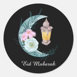 Waterverf Crescent Eid Mubarak Black Sticker