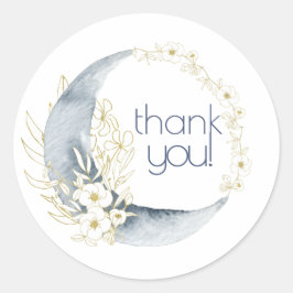 Waterverf Crescent Moon Bloemboeket dank-u! Ronde Sticker
