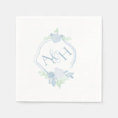 Waterverf Crest Bloemen Monogram Bruiloft Servet (Voorkant)