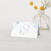 Waterverf Crest Blue Bruiloft Escort Kaarten (Achterkant)