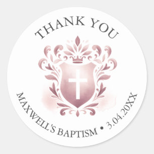 Waterverf Crest Doop Dank u Stickers Roze