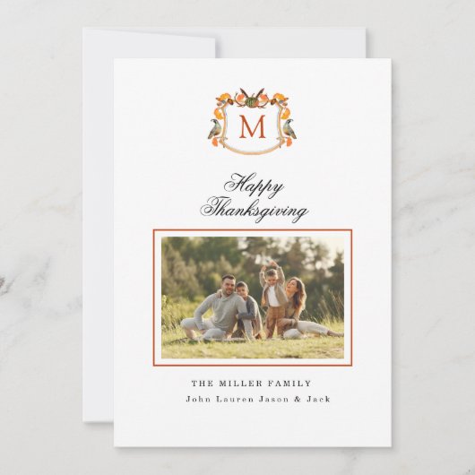 Waterverf Crest Foto Thanksgiving Aankondiging (Voorkant)
