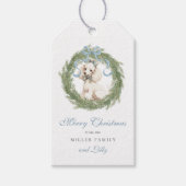 Waterverf Crest Schattige Pet Christmas Cadeaulabel (Voorkant)