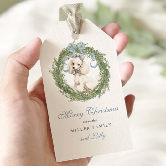 Waterverf Crest Schattige Pet Christmas Cadeaulabel