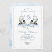 Waterverf Crests Blue Duck Mallard Baby shower Kaart (Voorkant / Achterkant)
