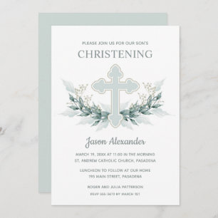 Waterverf Cross Christening Kaart