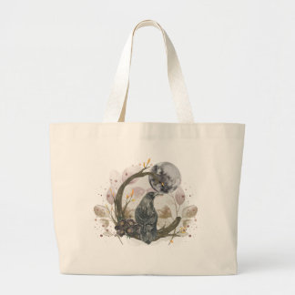 Waterverf Crow Grote Tote Bag