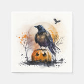 Waterverf Crow Halloween Servet (Voorkant)