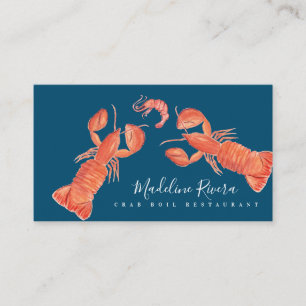 Waterverf Crustacean Crab Restaurant Crawfish Visitekaartje
