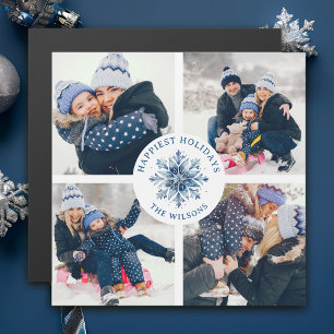 Waterverf Crystal Blue Snowflake 4 Fotocollage