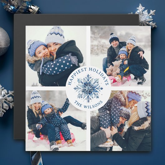Waterverf Crystal Blue Snowflake 4 Fotocollage