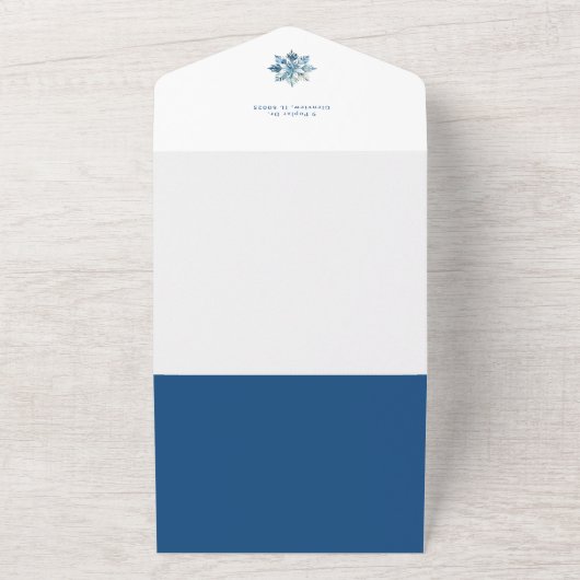 Waterverf Crystal Blue Snowflake Multiphoto All In One Uitnodiging (Buitenkant)
