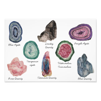Waterverf Crystal Chart Print Foto Afdruk