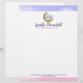 Waterverf Crystals & Gold Crescent Moon Boutique Briefhoofd (Voorkant / Achterkant)