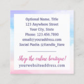 Waterverf Crystals & Gold Crescent Moon Boutique Vierkante Visitekaartje (Achterkant)