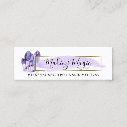 Waterverf Crystals & Gold Minimalistische afspraak Mini Visitekaartje (Voorkant)