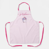 Waterverf cupcake baker Elegant script Name Schort (Voorkant)