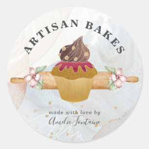 Waterverf Cupcake Bakery Pastry Chef Ronde Sticker