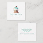 Waterverf Cupcake Logo Baker Bakery Pastry Chef Vierkante Visitekaartje (Voorkant / Achterkant)