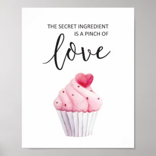 Waterverf Cupcake Roze Typografie Quote Kitchen Poster