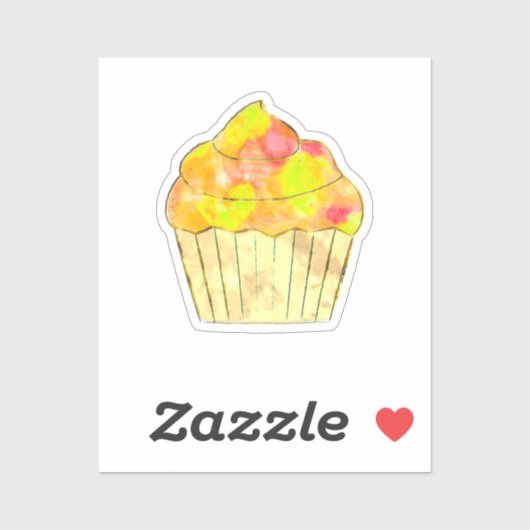 Waterverf Cupcake schilderen Sticker (Vel)