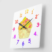Waterverf Cupcake schilderen Vierkante Klok (Hoek)