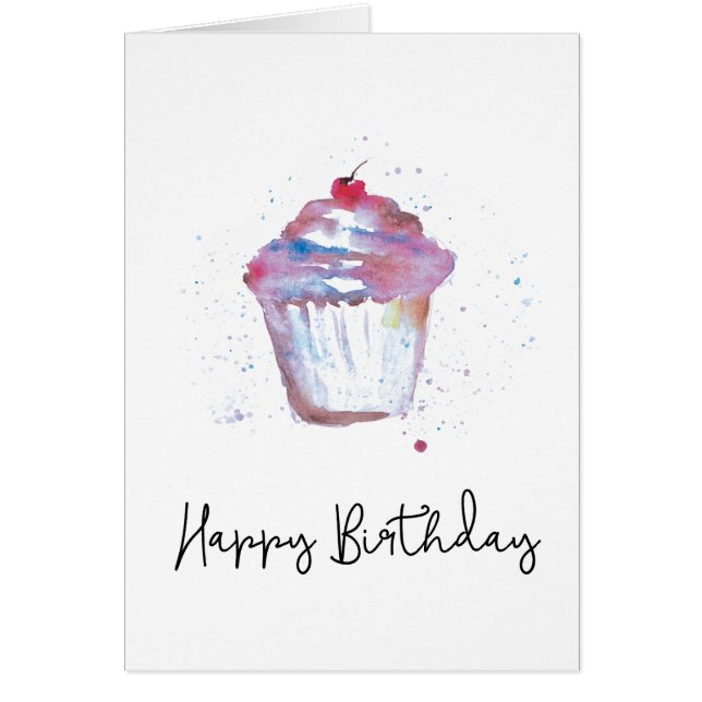 Waterverf Cupcake, Spletters, modern script (Voorkant)