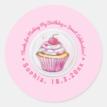 Waterverf Cupcake Sweet Birthday Dank u