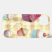 Waterverf Cupcake Yellow Plaid Monogram Baker's Case-Mate iPhone Case (Achterkant (horizontaal))
