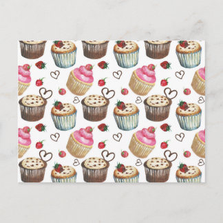 Waterverf cupcakes briefkaart