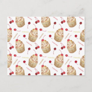 Waterverf cupcakes briefkaart