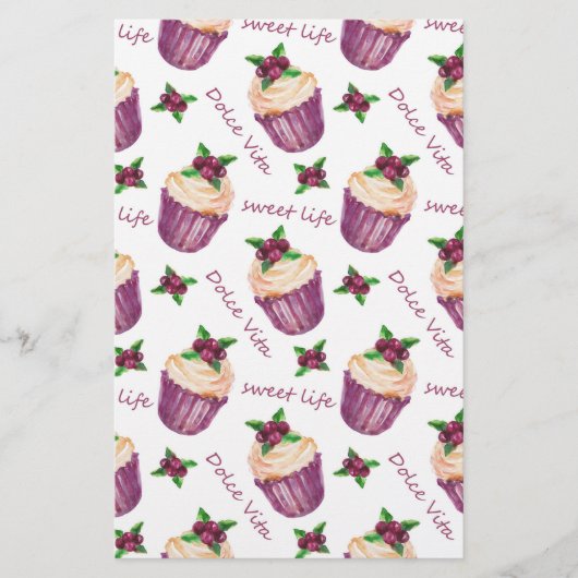 Waterverf cupcakes briefpapier (Voorkant)