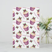 Waterverf cupcakes briefpapier (Staand voorkant)