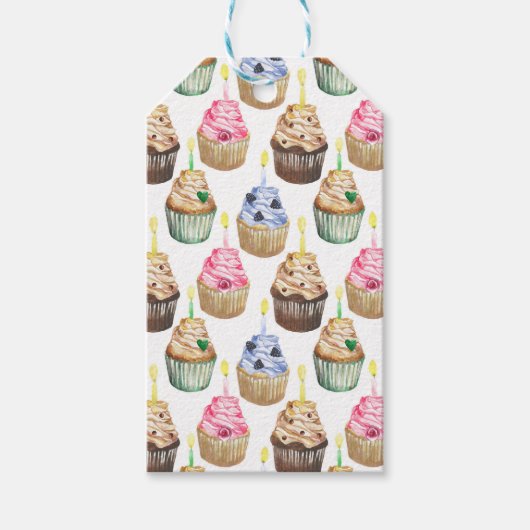 Waterverf cupcakes cadeaulabel (Voorkant)