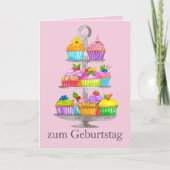 Waterverf cupcakes German Birthday Kaart (Voorkant)