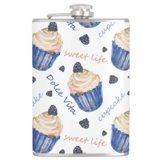 Waterverf cupcakes heupfles (Voorkant)