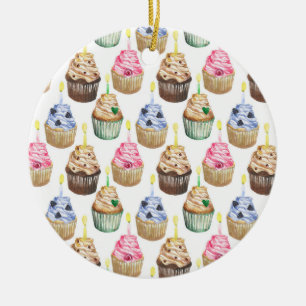 Waterverf cupcakes keramisch ornament