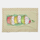 Waterverf cupcakes. Keukenillustratie. Theedoek (Horizontaal)