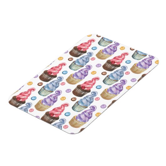 Waterverf cupcakes kleurig magneet (Linkerzijde)
