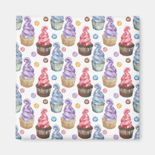 Waterverf cupcakes kleurig magneet