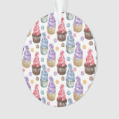 Waterverf cupcakes kleurig ornament (voorkant)