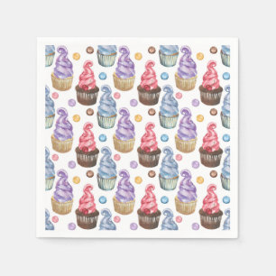 Waterverf cupcakes kleurig servet